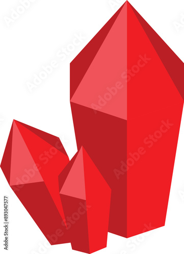 Red crystals growing together on white background, perfect for topics like jewelry, decoration, etc