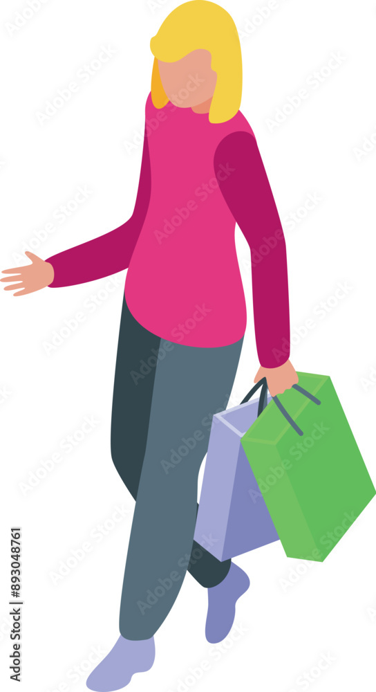 Young woman is walking with shopping bags, enjoying a day of retail therapy Young woman is walking with shopping bags, enjoying a day of retail therapy