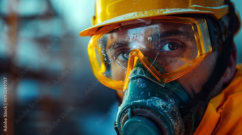 Builder in personal protective equipment Panoramic banner with copy space : Generative AI Builder in personal protective equipment Panoramic banner with copy space : Generative AI