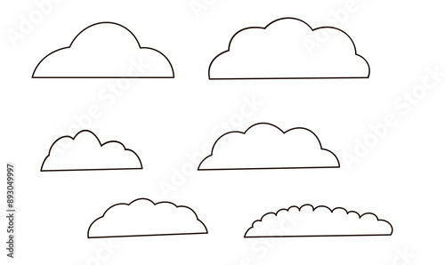 A hand drawn illustration of cloud. cute pen line doodle element. Hand drawn doodles graphic design elements. Design for print, cartoon, card, decoration and sticker.