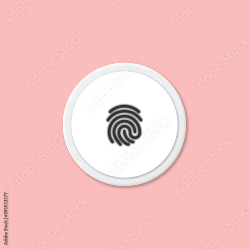 Fingerprint icon. 3d button with circles. Vector illustration