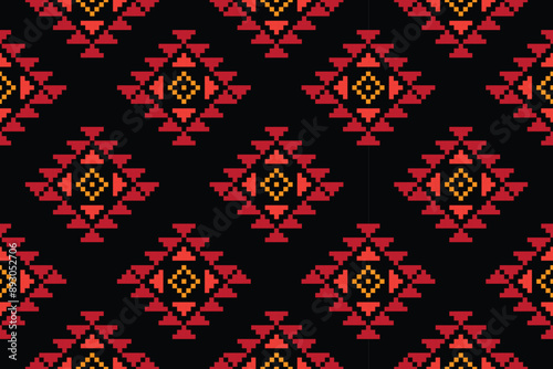 Fabric tribal pattern style. Geometric ethnic seamless pattern traditional. Aztec ethnic ornament print. Design for background, fabric, clothing, carpet, textile, 