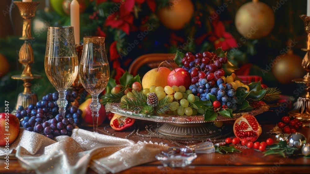 display of various fruits on a plate on the table display of various fruits on a plate on the table