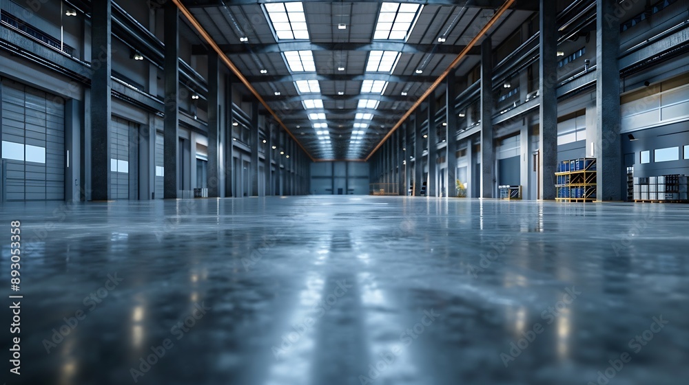 Expansive Industrial Warehouse on Cloudy Day : Generative AI Expansive Industrial Warehouse on Cloudy Day : Generative AI
