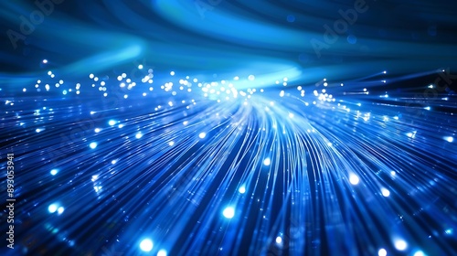 Abstract Fiber Optic Light Show technology wireless data transmission internet network concept.