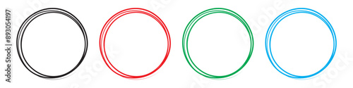 Set of hand drawn doodle ellipses. Scribble bubbles to circle and highlight text. Collection of different brush drawn black circles. Marker round elements isolated on white background. 
