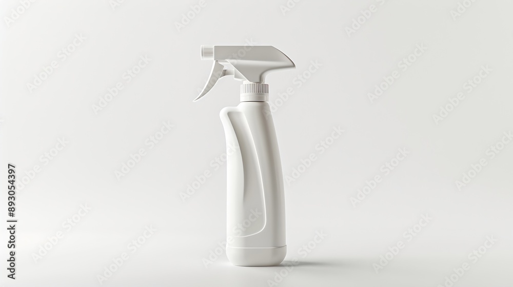 Blank plastic trigger sprayer detergent bottle isolated on white background Clipping path included : Generative AI