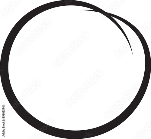Black circle pen draw. Highlight hand drawn black circle isolated on white background. Handwritten black circle. For marker pen, pencil. Vector eps 10