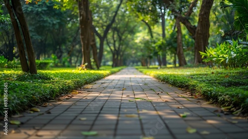 Wallpaper Mural Empty park walkway lawn in Ramna Dhaka Bangladesh Nature forest Road concrete empty path : Generative AI Torontodigital.ca