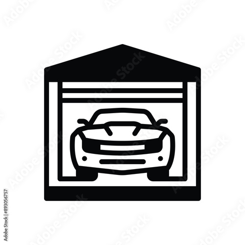 Black solid icon for garage