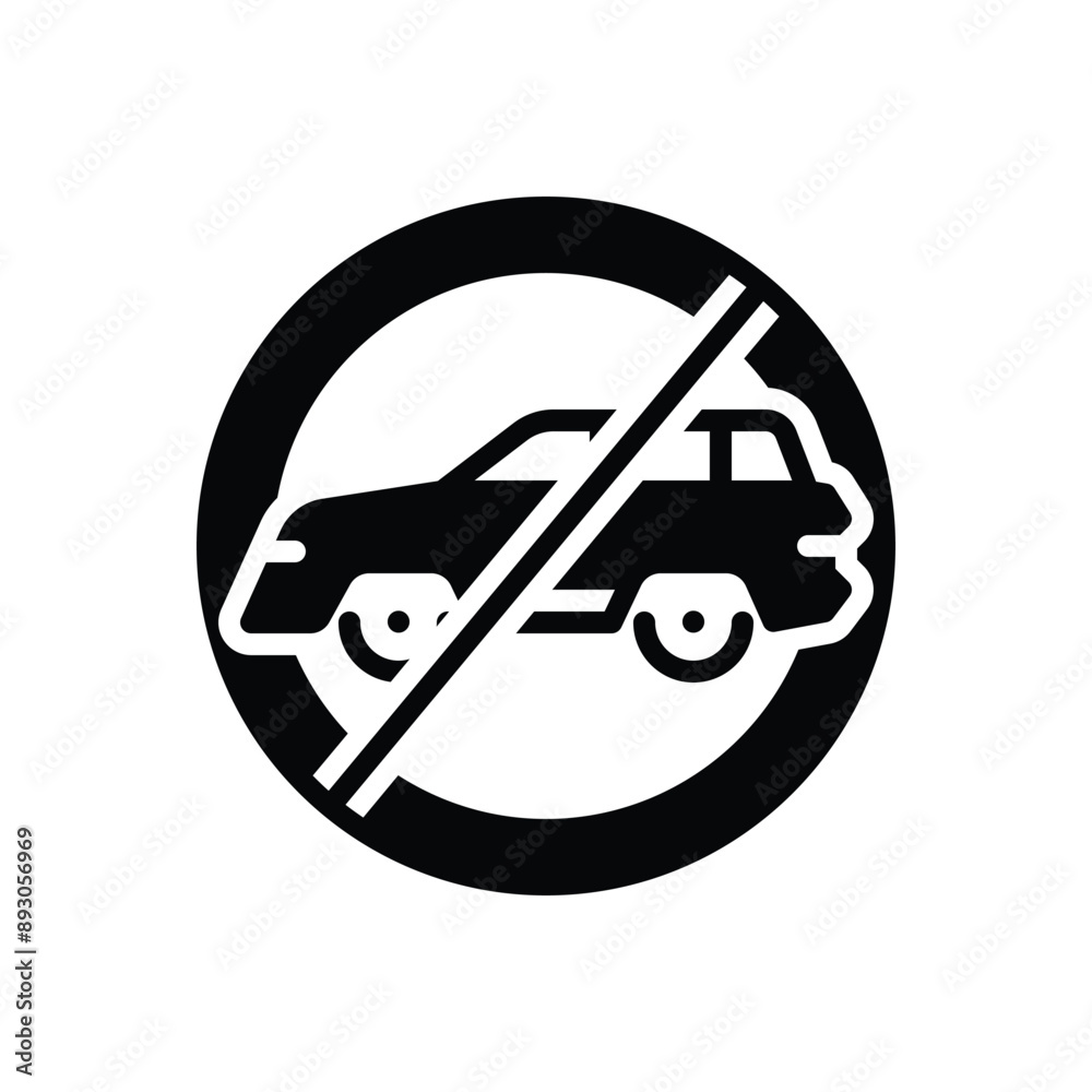 Black solid icon for no car allowed Black solid icon for no car allowed