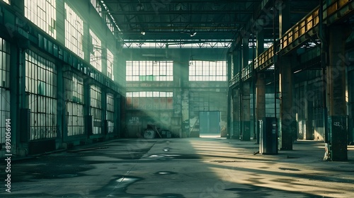 Expansive Industrial Warehouse on Cloudy Day : Generative AI