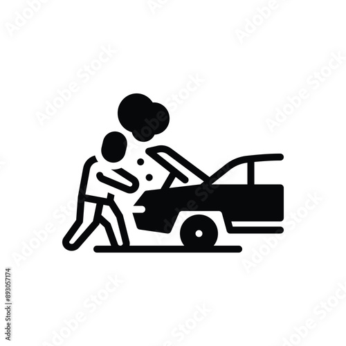 Black solid icon for vehicle breakdown