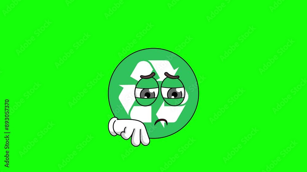 Sad recycle cartoon, mascot animation with green screen Sad recycle cartoon, mascot animation with green screen