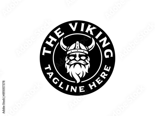 viking logo vector illustration. viking emblem logo template