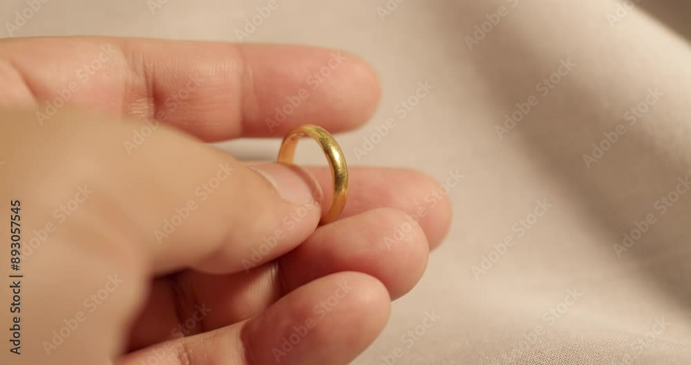 Gold ring at the tip of ifngers. Jewelry for Wedding or engagement.