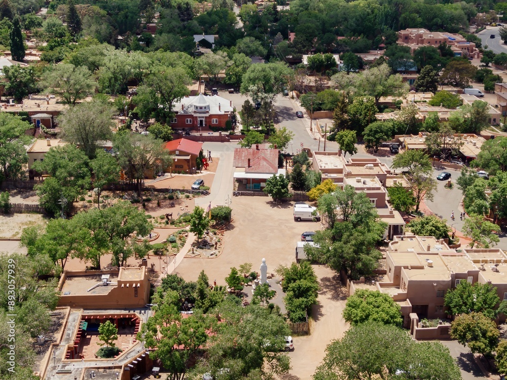 Fototapeta premium Pubeblo styled architecture in Santa Fe, New Mexico, United States Of America.