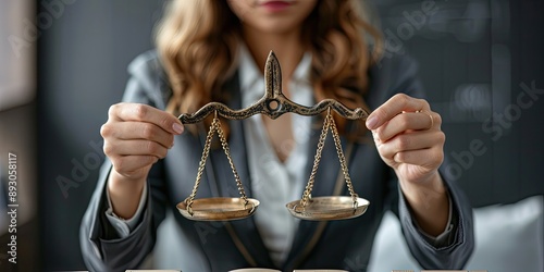 A Businesswoman Holding Scales with 'Good' and 'Bad' on each side, representing the balance and consideration needed in ethical decision-making.