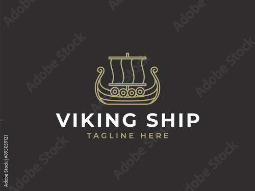 viking ship logo vector illustration. logo template