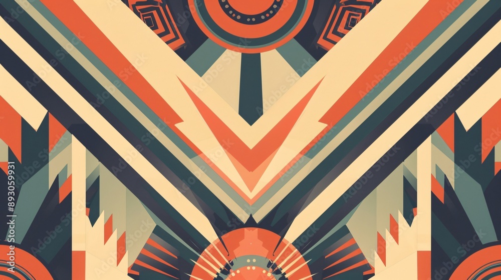 Fototapeta premium Vintage geometric art deco background