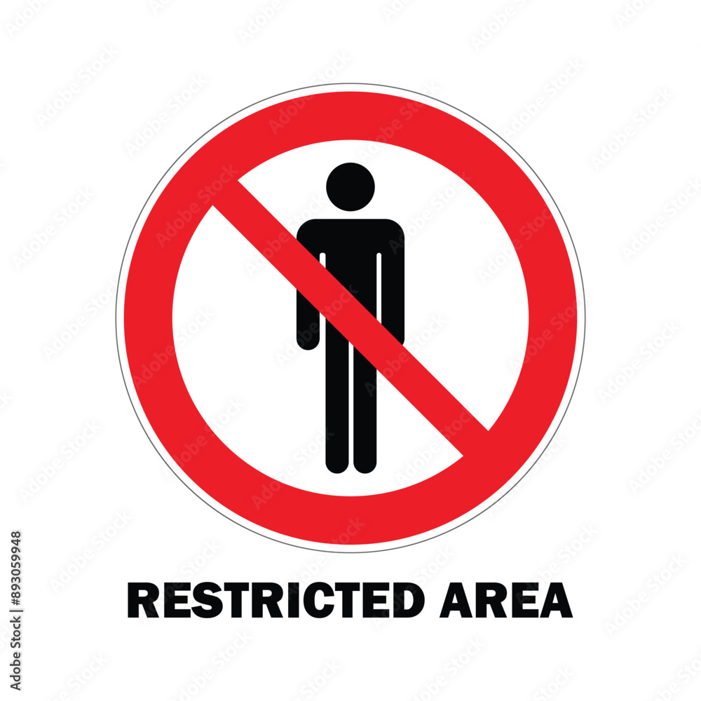 Vector Eps10, No Members Only Circle Sign or No Entry Sign in Attention Zone on White Background Vector Eps10, No Members Only Circle Sign or No Entry Sign in Attention Zone on White Background