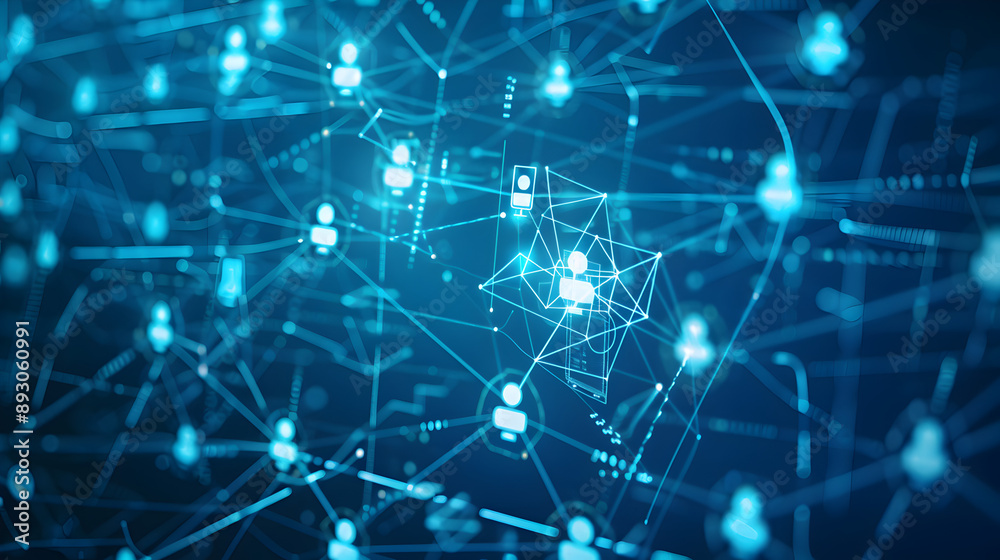 A blue image of people connected by lines. The image is of a network of people, with some of them being connected to each other. The image has a futuristic and technological feel to it A blue image of people connected by lines. The image is of a network of people, with some of them being connected to each other. The image has a futuristic and technological feel to it