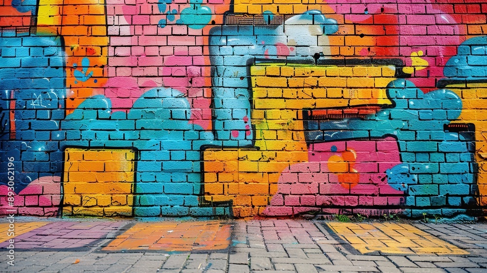 Fototapeta premium Colorful Graffiti on a Brick Wall