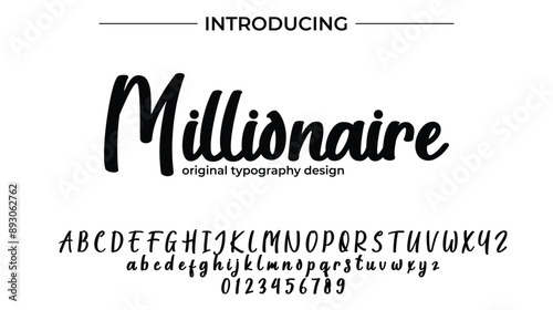 Millionaire Font Stylish brush painted an uppercase vector letters, alphabet, typeface