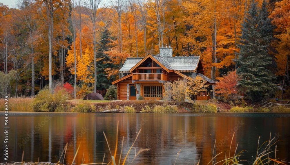 Fototapeta premium Rustic Cabin by the Lake