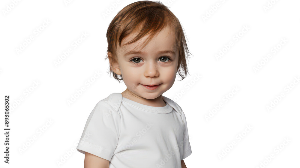 Half body portrait of a playful Scottish toddler in a white T-shirt Half body portrait of a playful Scottish toddler in a white T-shirt