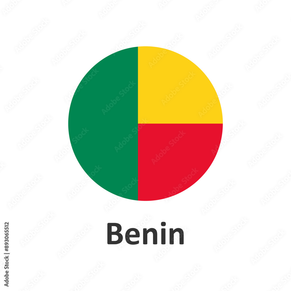 Fototapeta premium Benin flag, vector illustration on a white background.