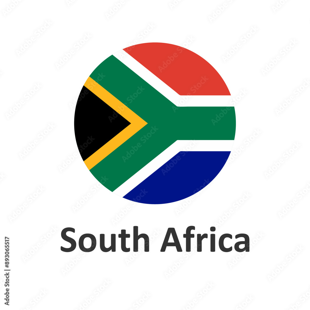 Fototapeta premium South Africa flag in circle shape with word SOUTH AFRICA