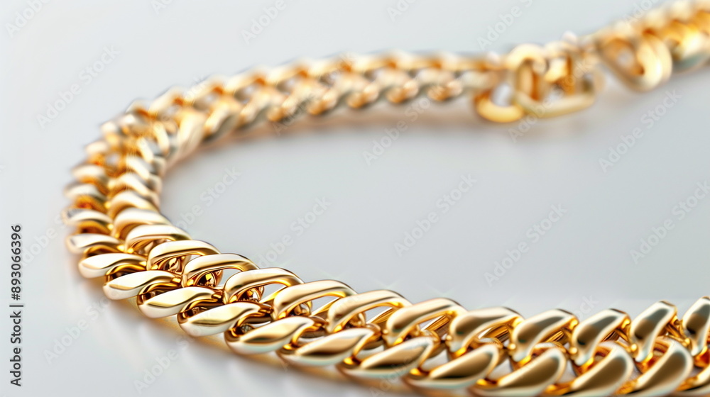 Obraz premium Close-up of gold bracelet on white background. AI Generative.