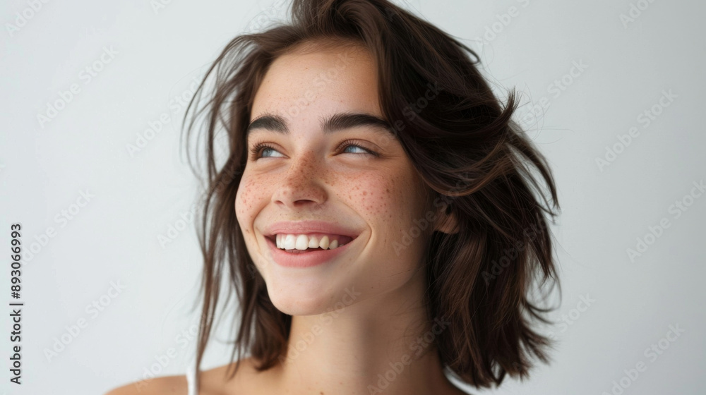 Naklejka premium A Studio Portrait Full of Grace: A Woman's Elegant Smile