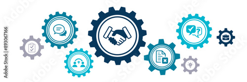 Offboarding hr measures vector illustration. Concept with icons related to handover of responsibilities, layoff workers, resignation, change management, downsizing & dismissal, contract termination. 