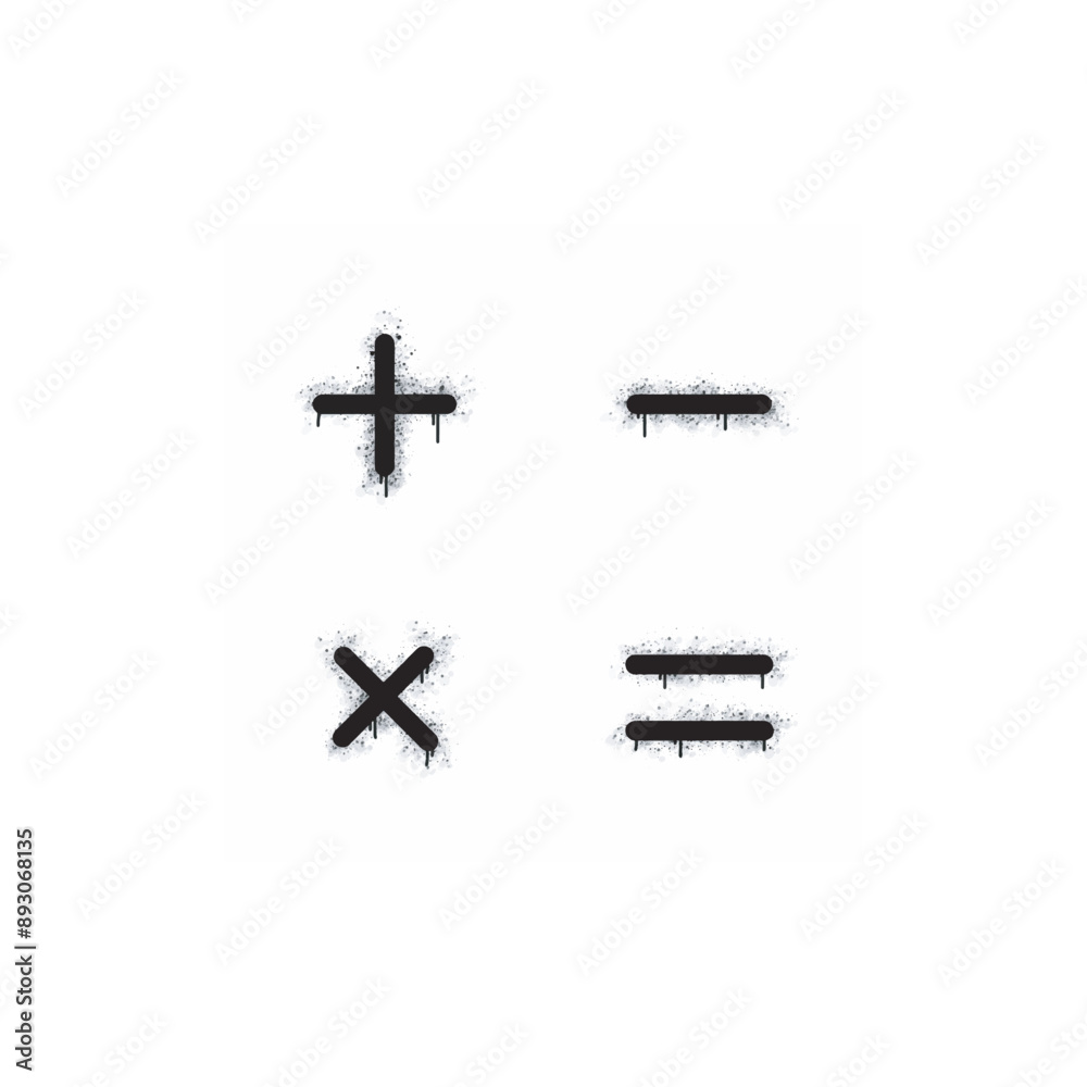 Spray painted math symbols in black on white. Mathematical symbols. isolated on white background. vector illustration Spray painted math symbols in black on white. Mathematical symbols. isolated on white background. vector illustration