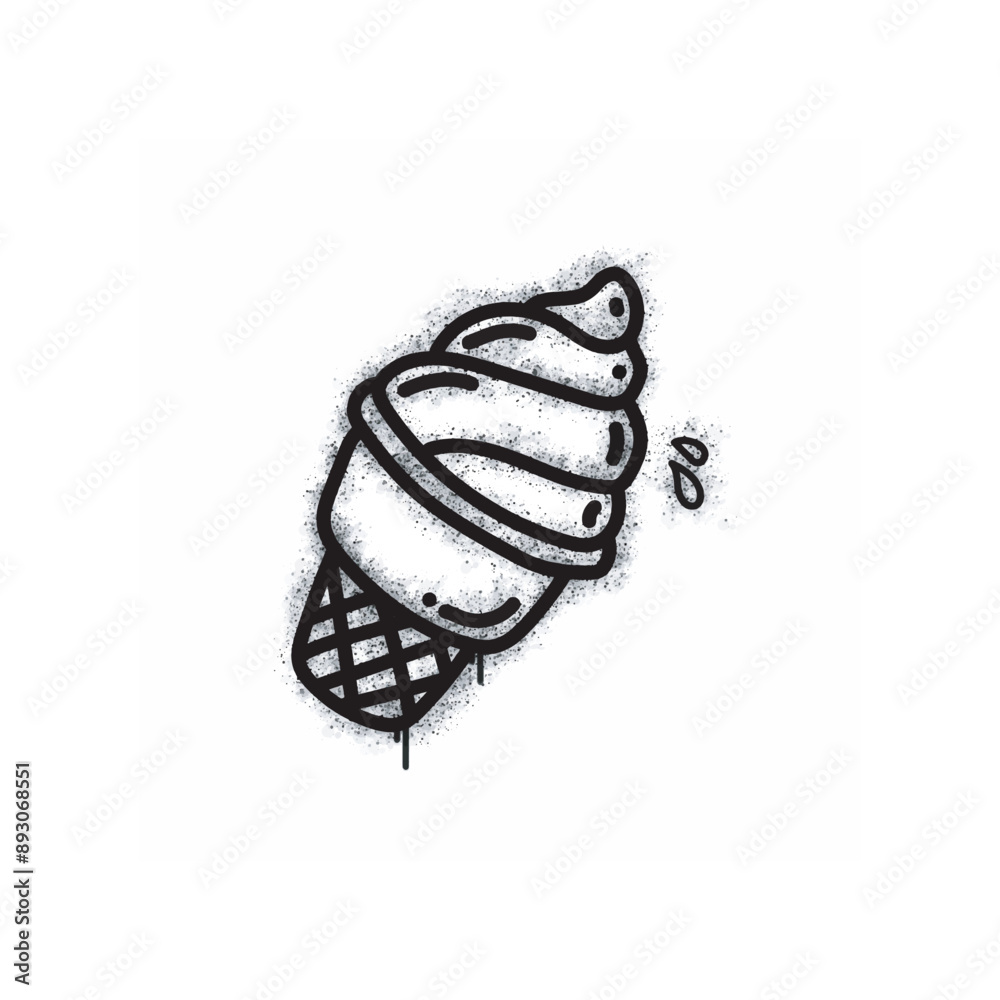 Ice cream cone spray painted black on white. Ice cream symbol. isolated on white background. vector illustration
Ice cream cone spray painted black on white. Ice cream symbol. isolated on white background. vector illustration