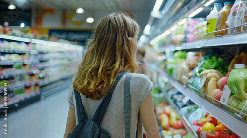 College Student Survival Shopping: A Young Woman Stocks Up for Dorm Life