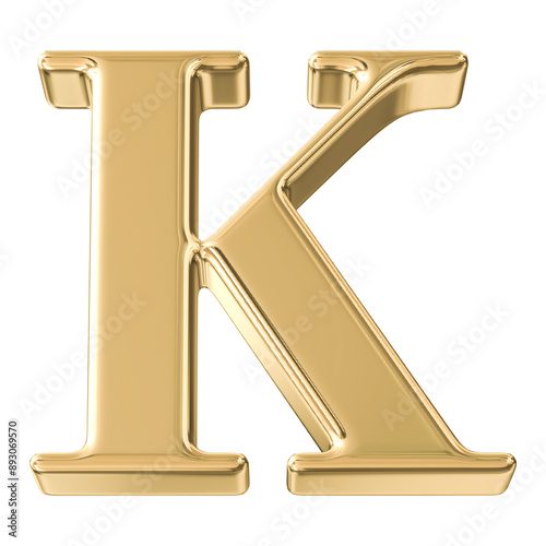 Golden 3D Font Letter K