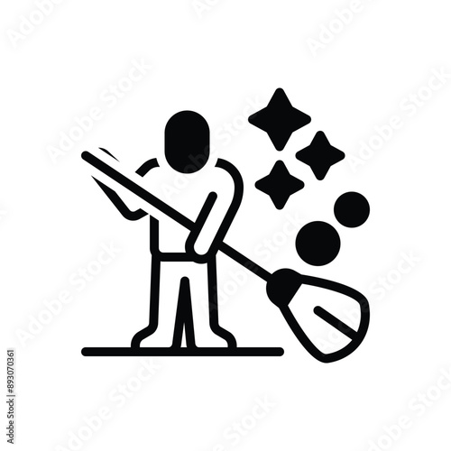 Black solid icon for cleaning