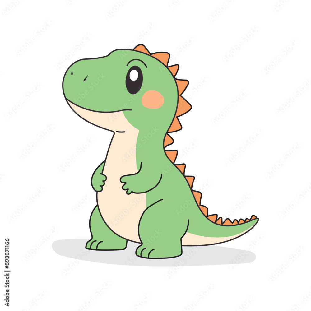 A hand-drawn dinosaur isolated on a white background. Cute tyrannosaurus rex, a reptile. Vector illustration. A hand-drawn dinosaur isolated on a white background. Cute tyrannosaurus rex, a reptile. Vector illustration.