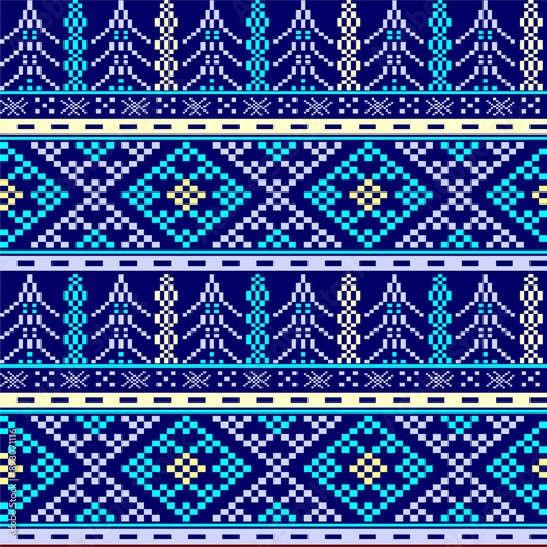 Seamless geometrical Blue and Purple color scheme weaving pattern