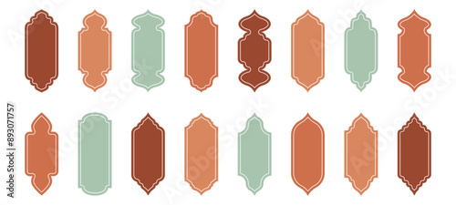 Islamic style window and door design. Vector illustration.