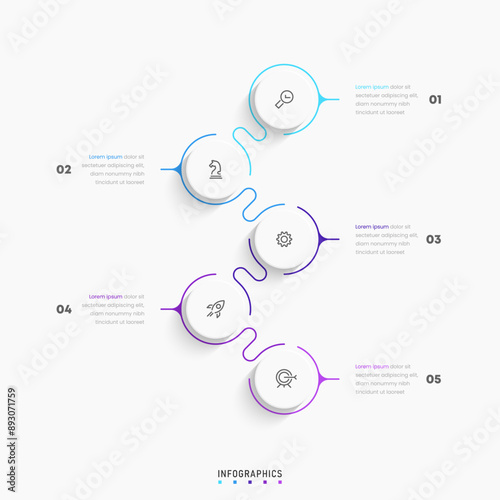 Vector Infographic label design template with icons and 5 options or steps. Can be used for process diagram, presentations, workflow layout, banner, flow chart, info graph.