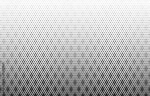 Geometric pattern of black diamonds on a white background.Seamless in one direction.Option with a LONG fade out. Scale method