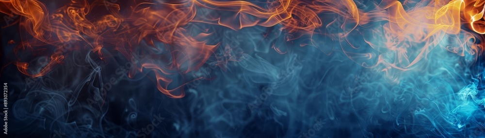 Fototapeta premium Abstract smoke and fire elements creating a dynamic frame, dramatic border