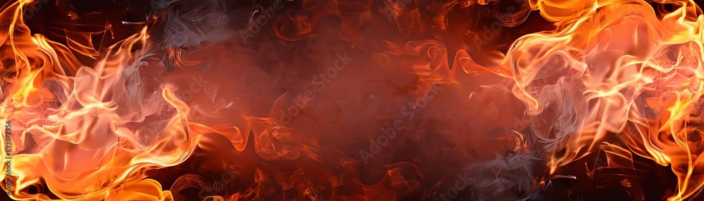 Fototapeta premium Abstract smoke and fire elements creating a dynamic frame, dramatic border