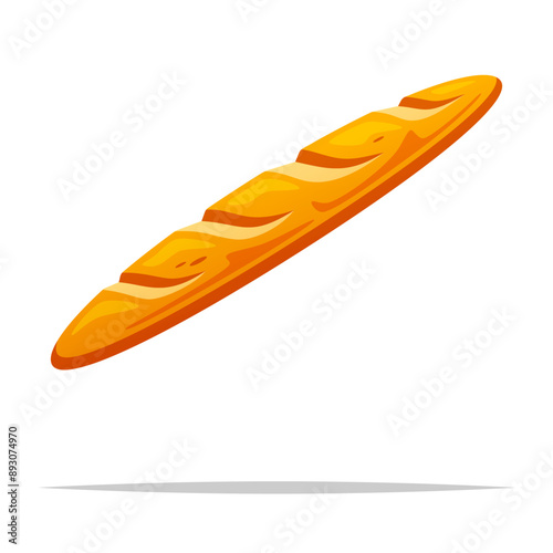 Baguette bread vector isolated illustration