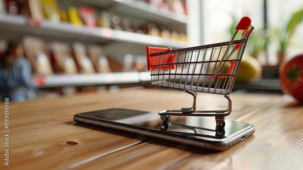 A notification popping up on a smartphone reminding the user of items left in their shopping cart A notification popping up on a smartphone reminding the user of items left in their shopping cart
