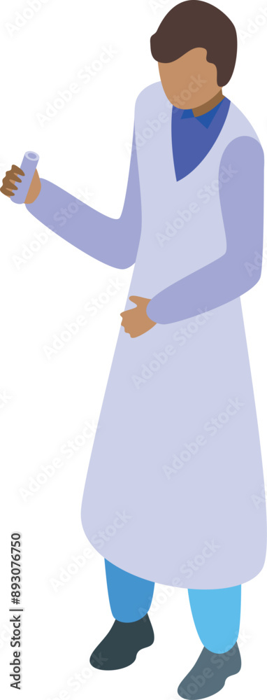 Scientist wearing a lab coat is holding a test tube and conducting important medical research Scientist wearing a lab coat is holding a test tube and conducting important medical research